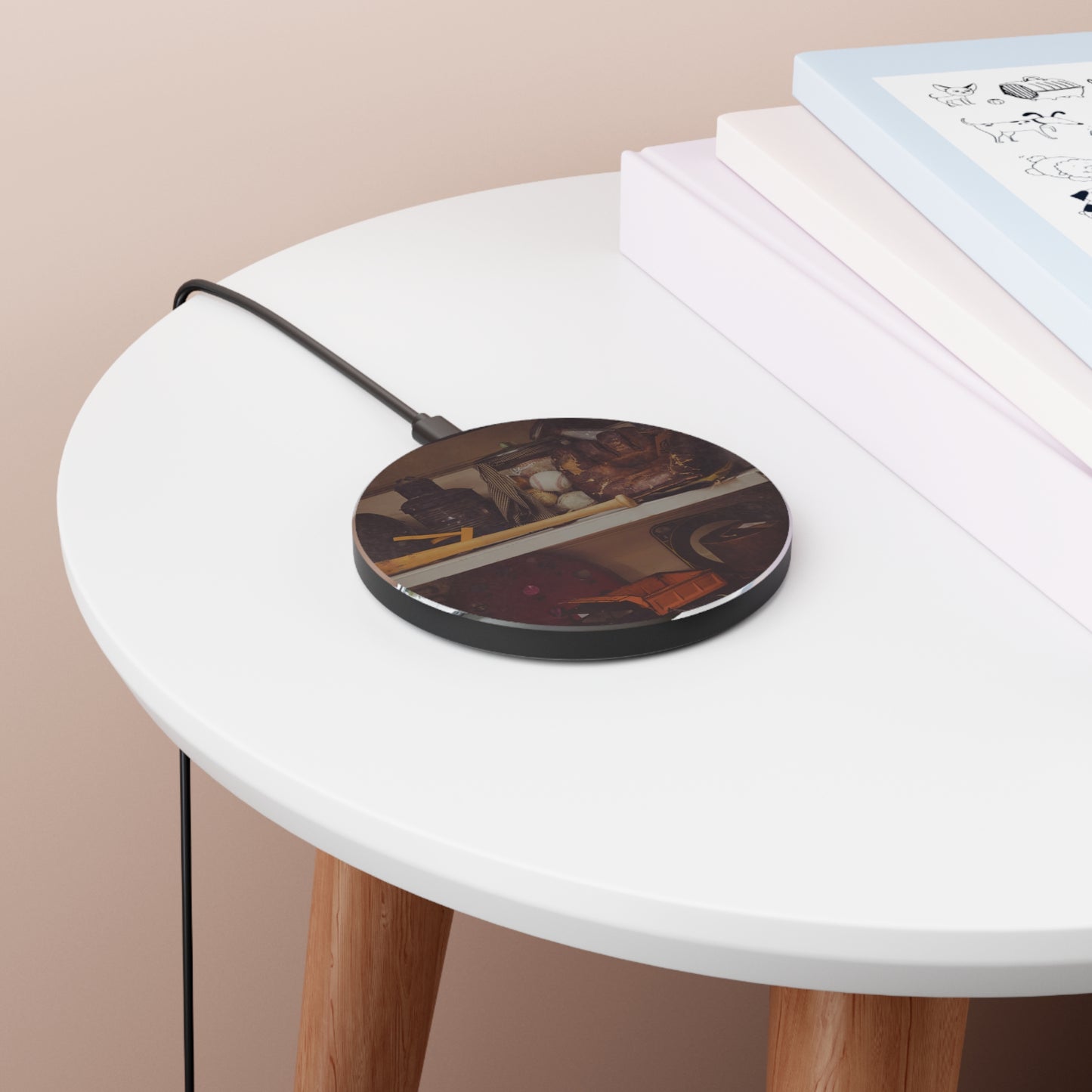 Vintage Baseball Wireless Charger, Rustic Father’s Day Gift for Dad, Qi Charging Pad