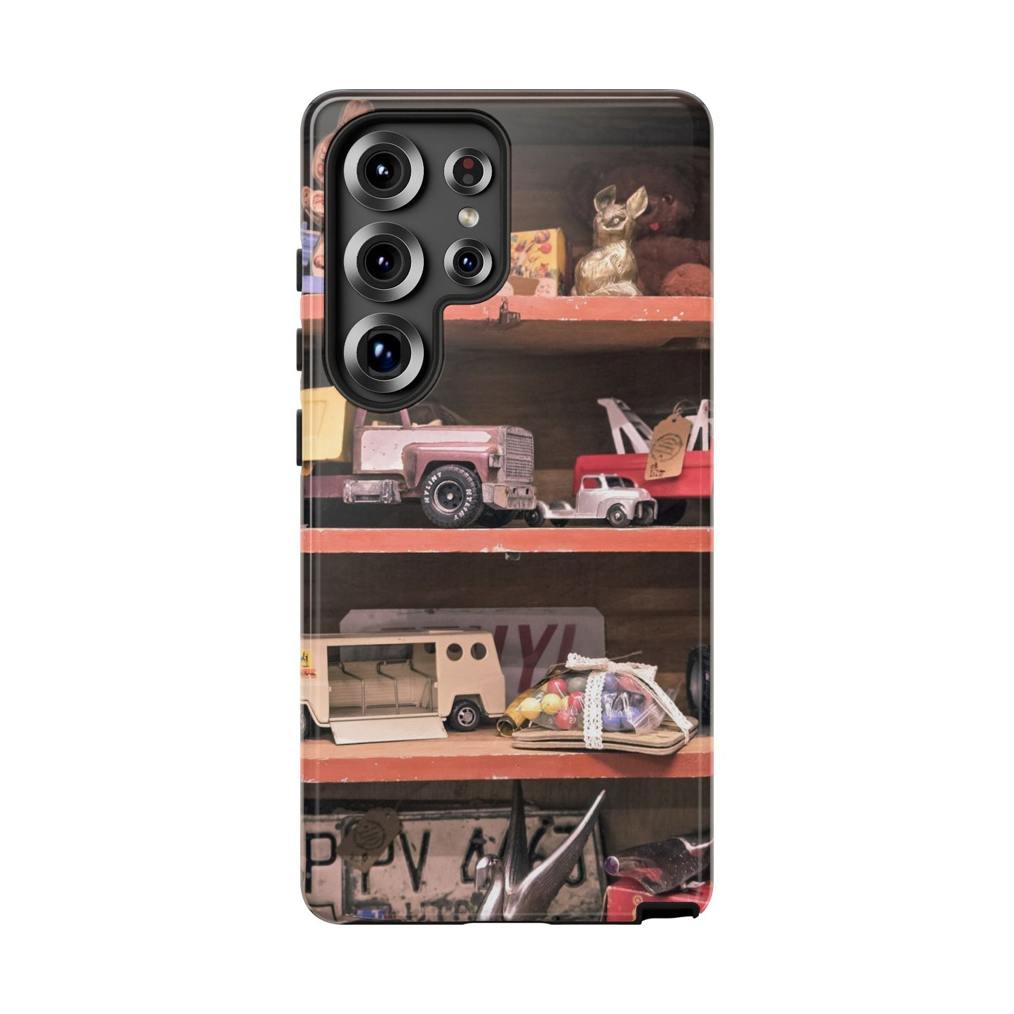 Vintage Toy Shelf Tough Phone Case, Nostalgic Collector Gift for iPhone, Samsung & Google Pixel