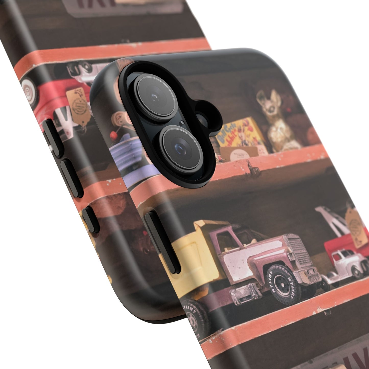 Vintage Toy Shelf Tough Phone Case, Nostalgic Collector Gift for iPhone, Samsung & Google Pixel