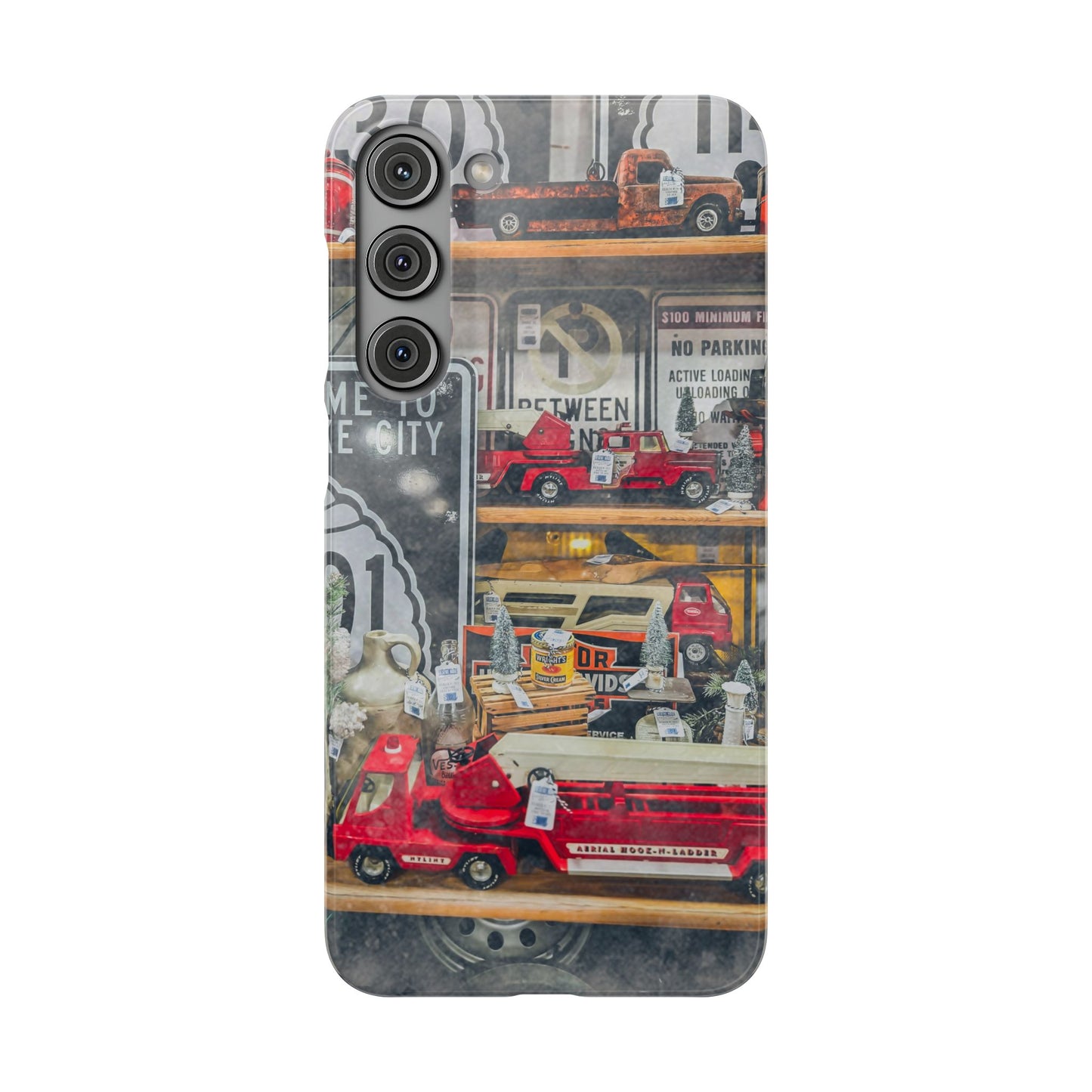 Vintage Toy Fire Truck Snap Case | Retro Truck Phone Case, Road Sign Collage