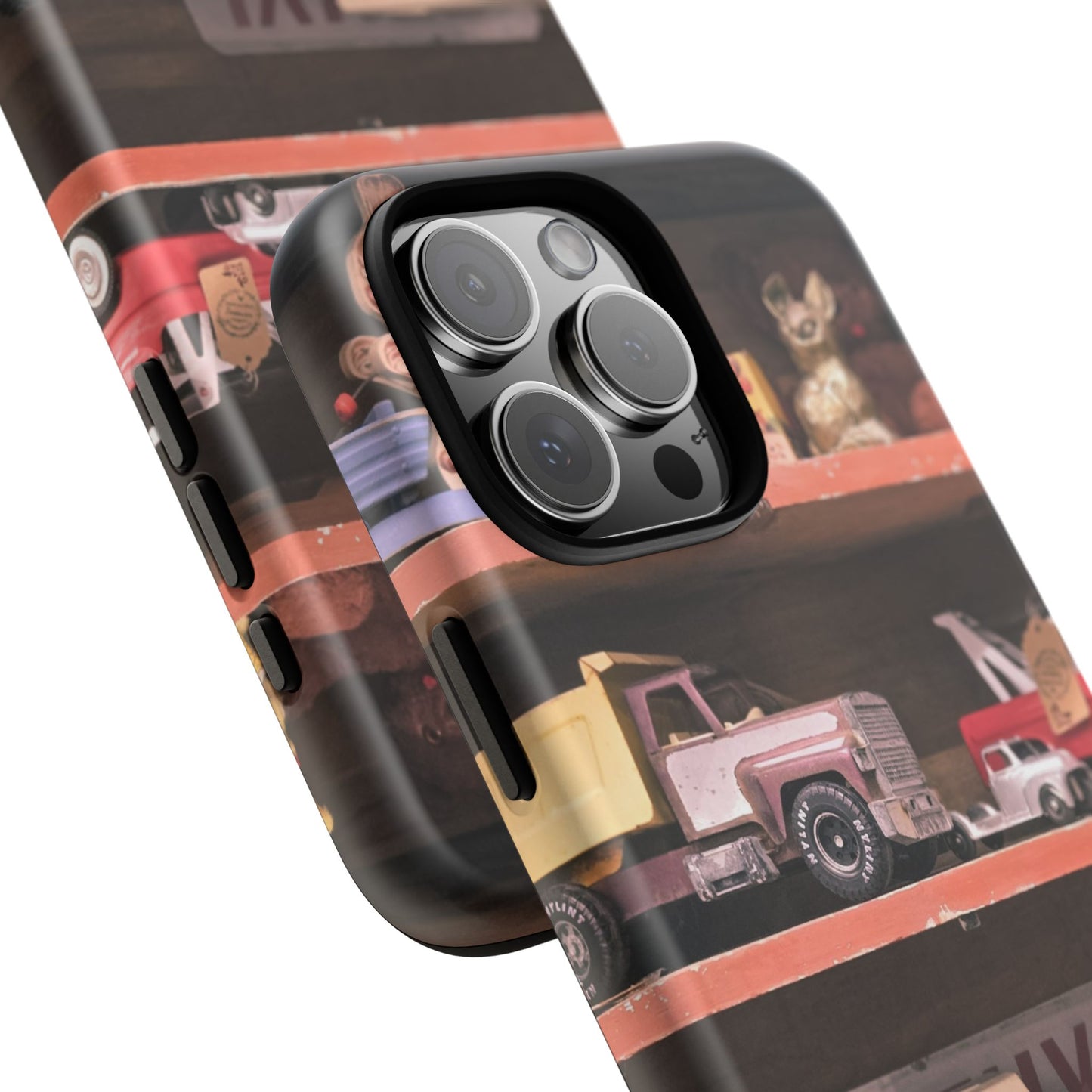Vintage Toy Shelf Tough Phone Case, Nostalgic Collector Gift for iPhone, Samsung & Google Pixel