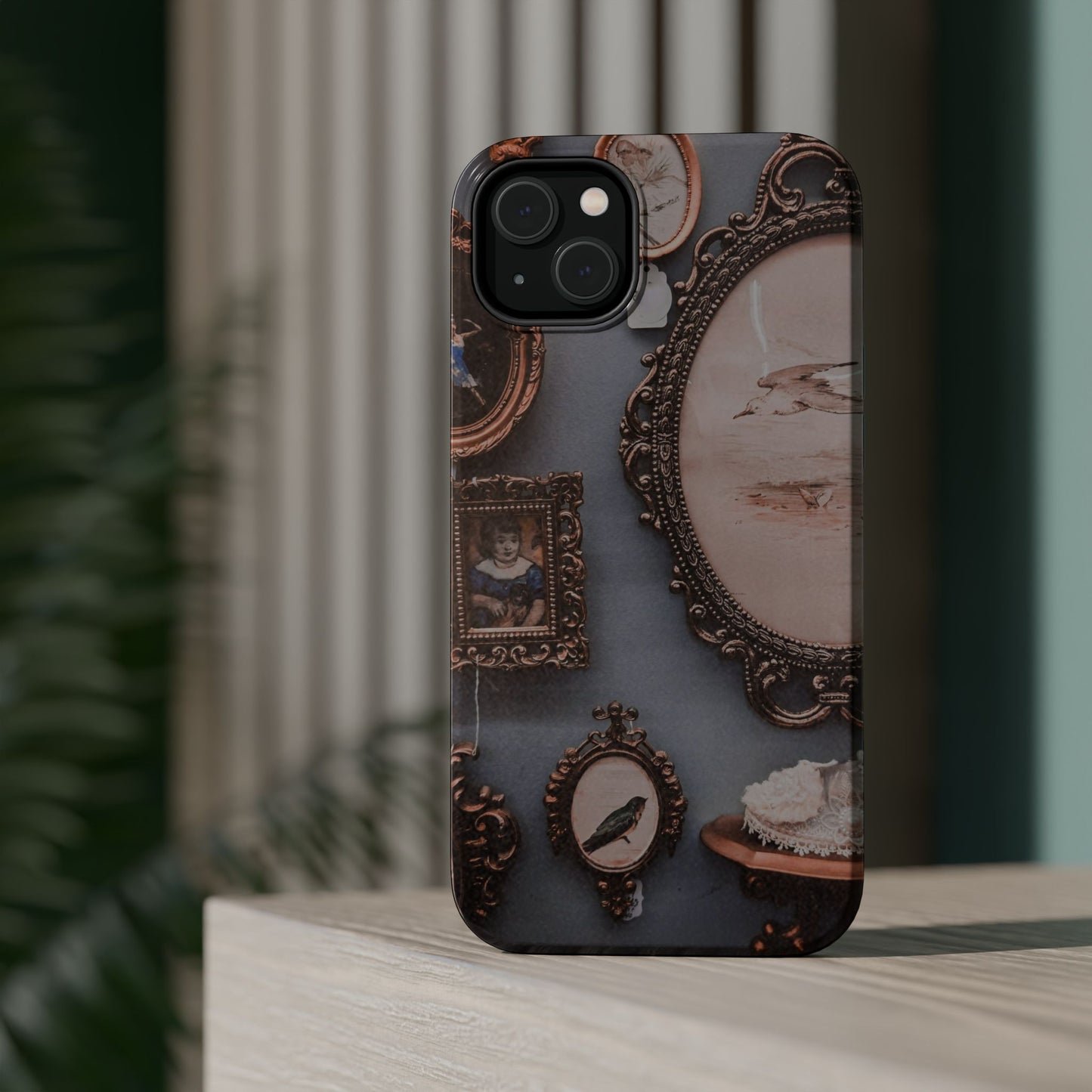 Vintage Frame Gallery Phone Case with MagSafe, Antique Wall Art Tough Case, Impact Resistant Protective Phone Cover