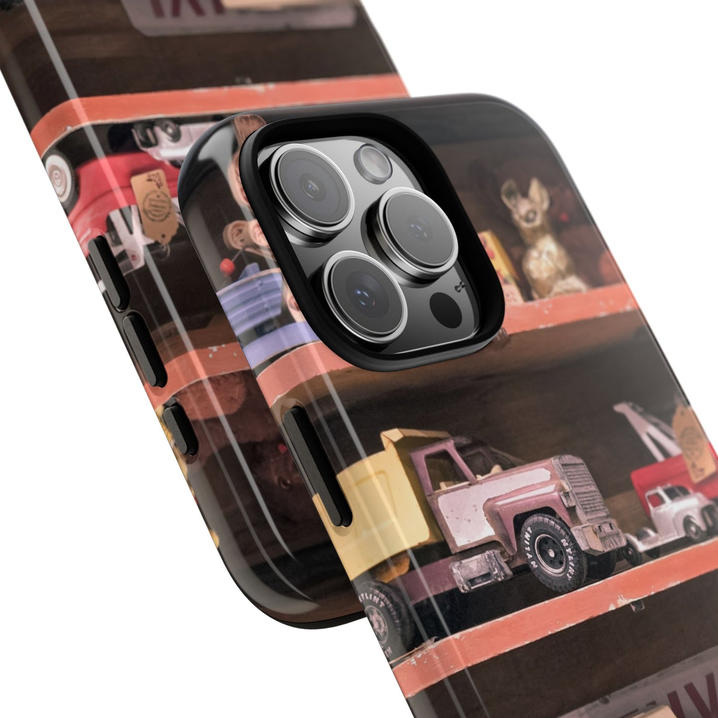 Vintage Toy Shelf Tough Phone Case, Nostalgic Collector Gift for iPhone, Samsung & Google Pixel