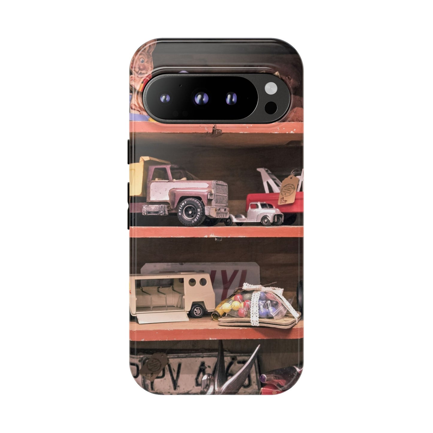 Vintage Toy Shelf Tough Phone Case, Nostalgic Collector Gift for iPhone, Samsung & Google Pixel