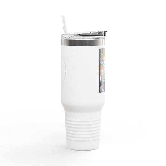 Insulated Travel Mug for Adventurers, 40oz Adventure Mug with Vintage Typewriter Design