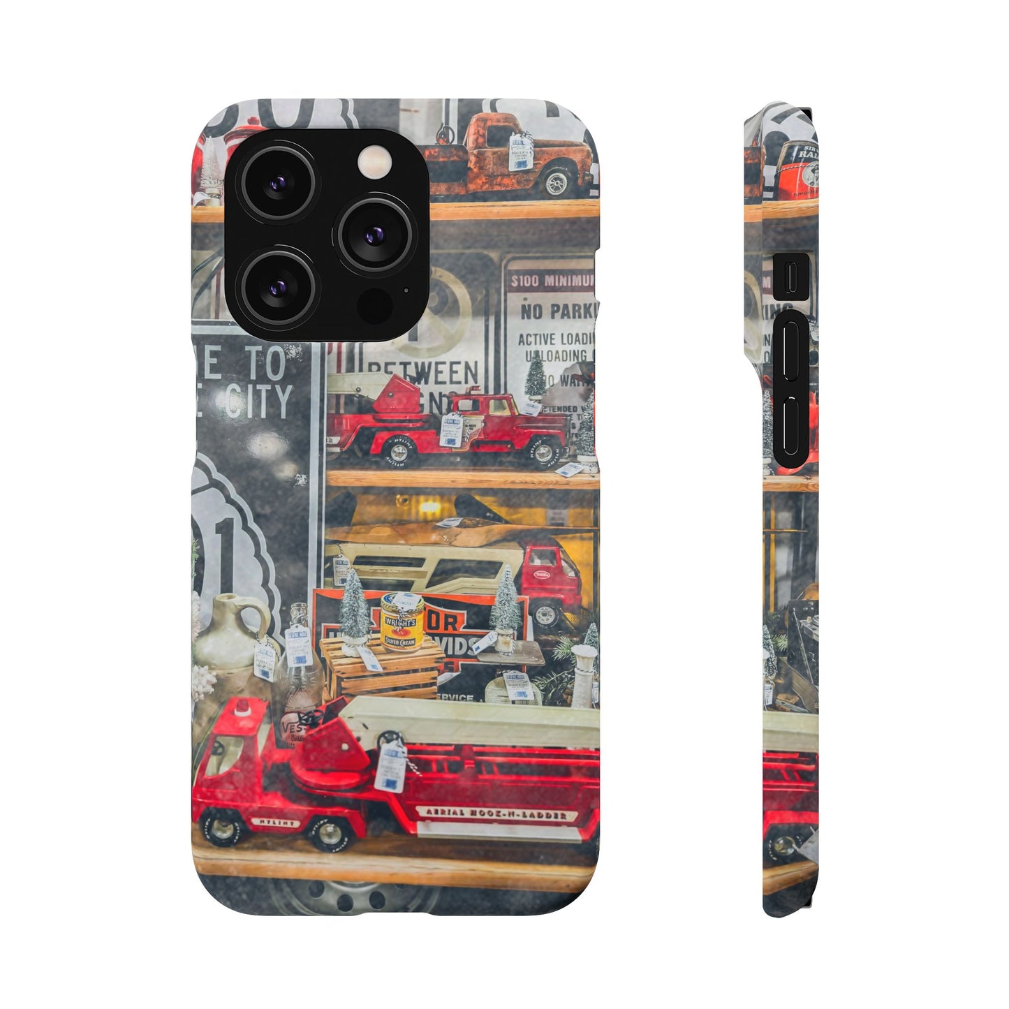 Vintage Toy Fire Truck Snap Case | Retro Truck Phone Case, Road Sign Collage