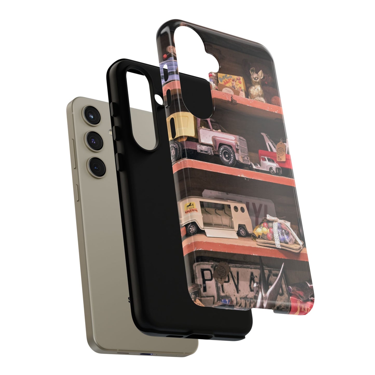 Vintage Toy Shelf Tough Phone Case, Nostalgic Collector Gift for iPhone, Samsung & Google Pixel