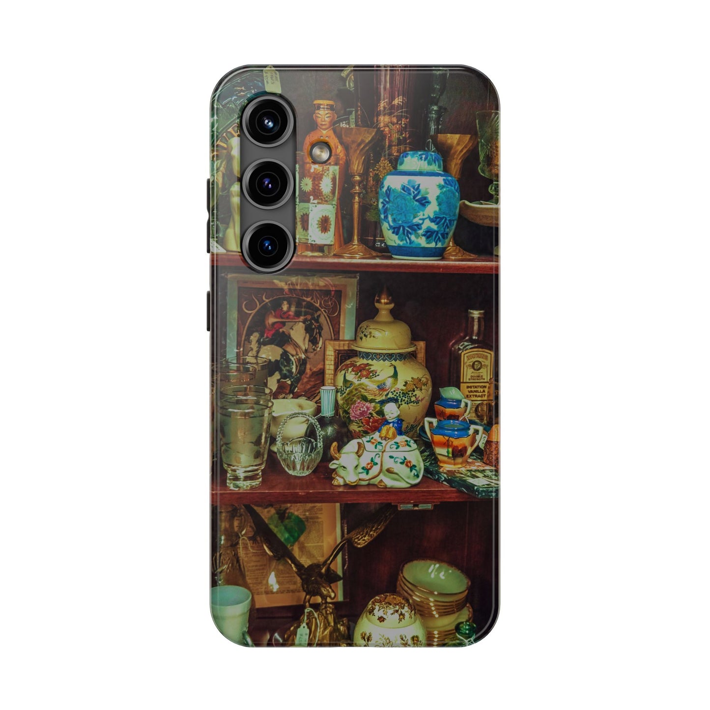 Vintage Curio Cabinet Tough Phone Case, Antique Shelf iPhone & Samsung Cover, Gift for Vintage Decor Lovers