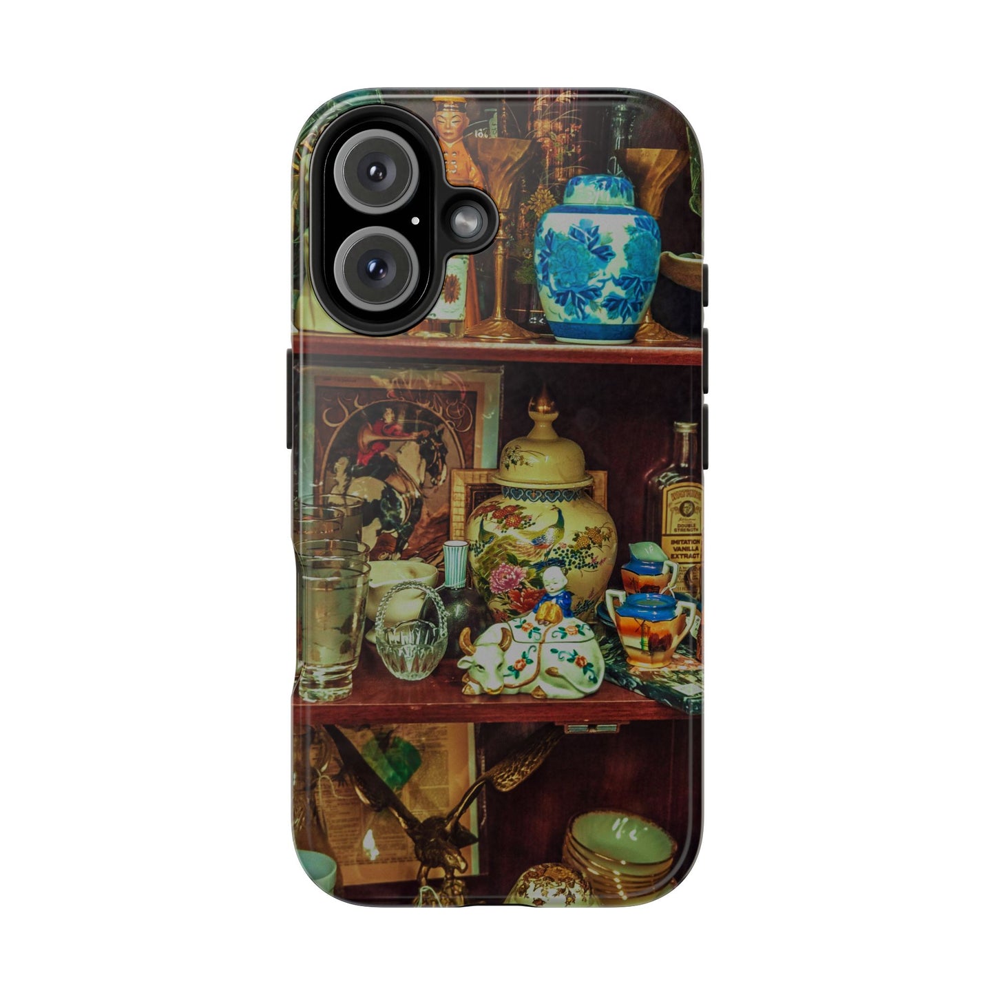Vintage Curio Cabinet Tough Phone Case, Antique Shelf iPhone & Samsung Cover, Gift for Vintage Decor Lovers