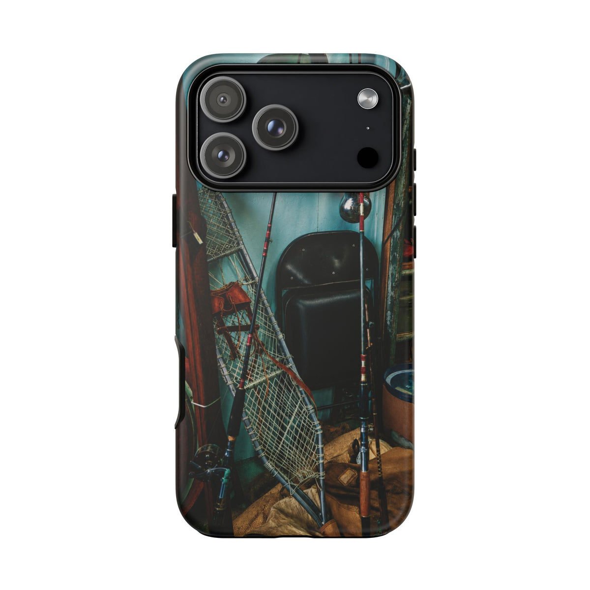 Vintage Fishing Gear Tough Phone Case – Dual-Layer Outdoorsman Cover