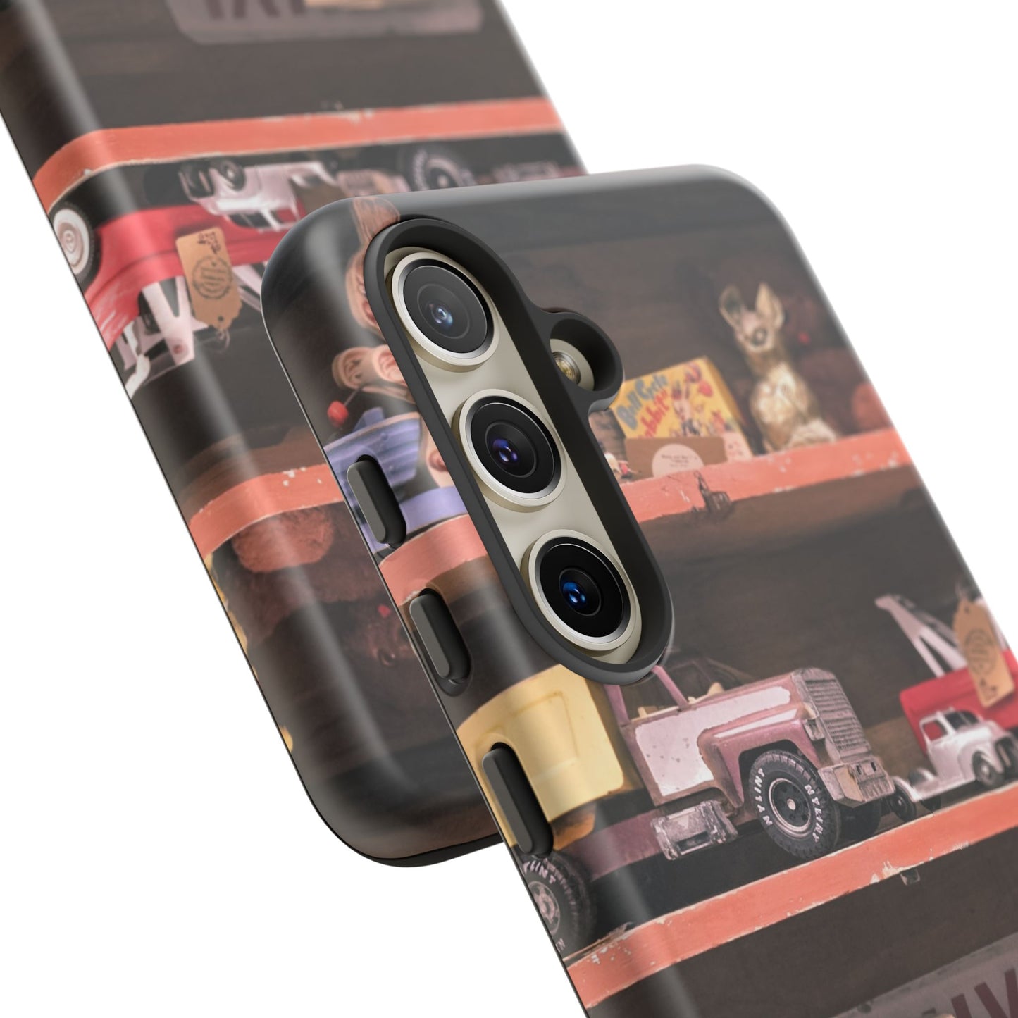 Vintage Toy Shelf Tough Phone Case, Nostalgic Collector Gift for iPhone, Samsung & Google Pixel