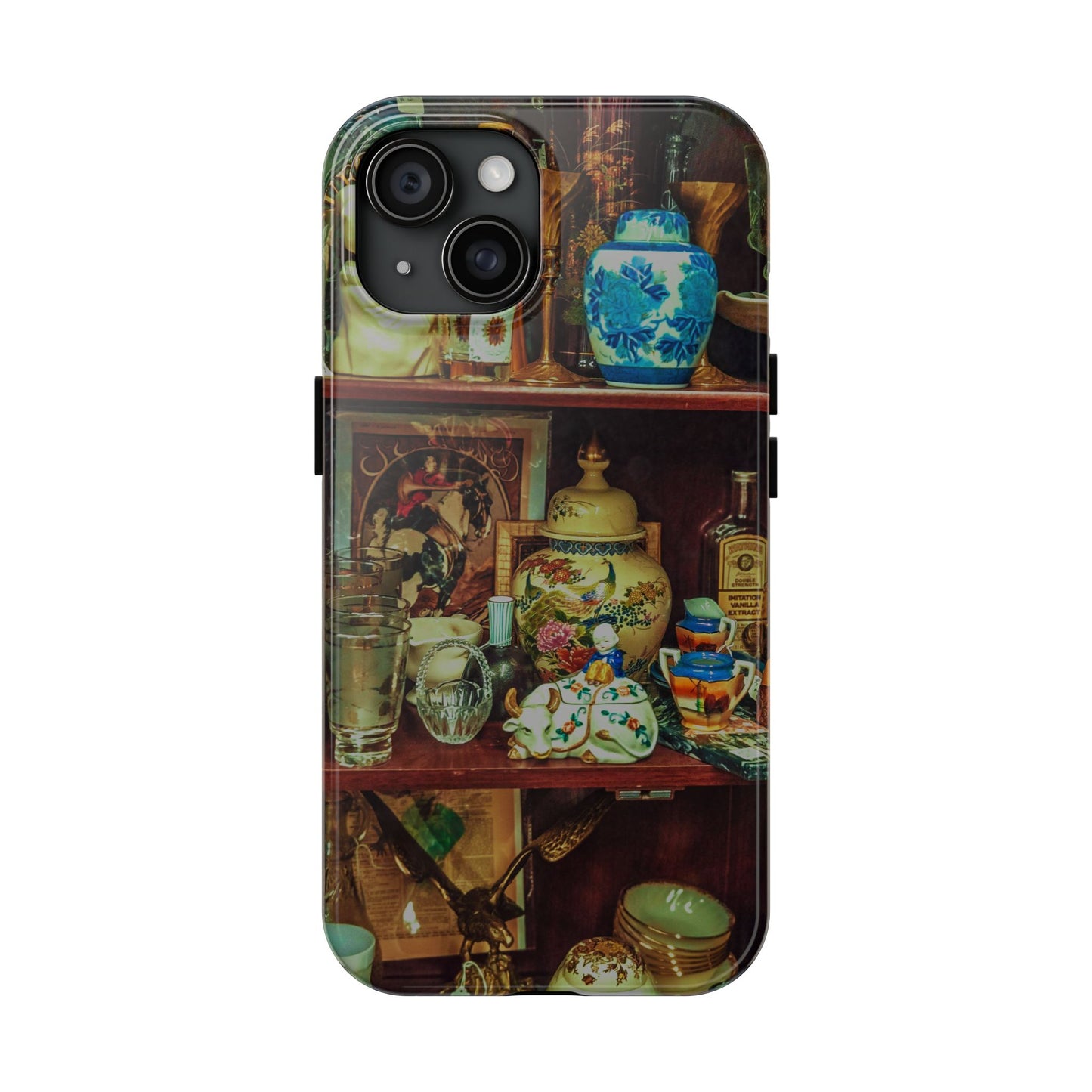 Vintage Curio Cabinet Tough Phone Case, Antique Shelf iPhone & Samsung Cover, Gift for Vintage Decor Lovers