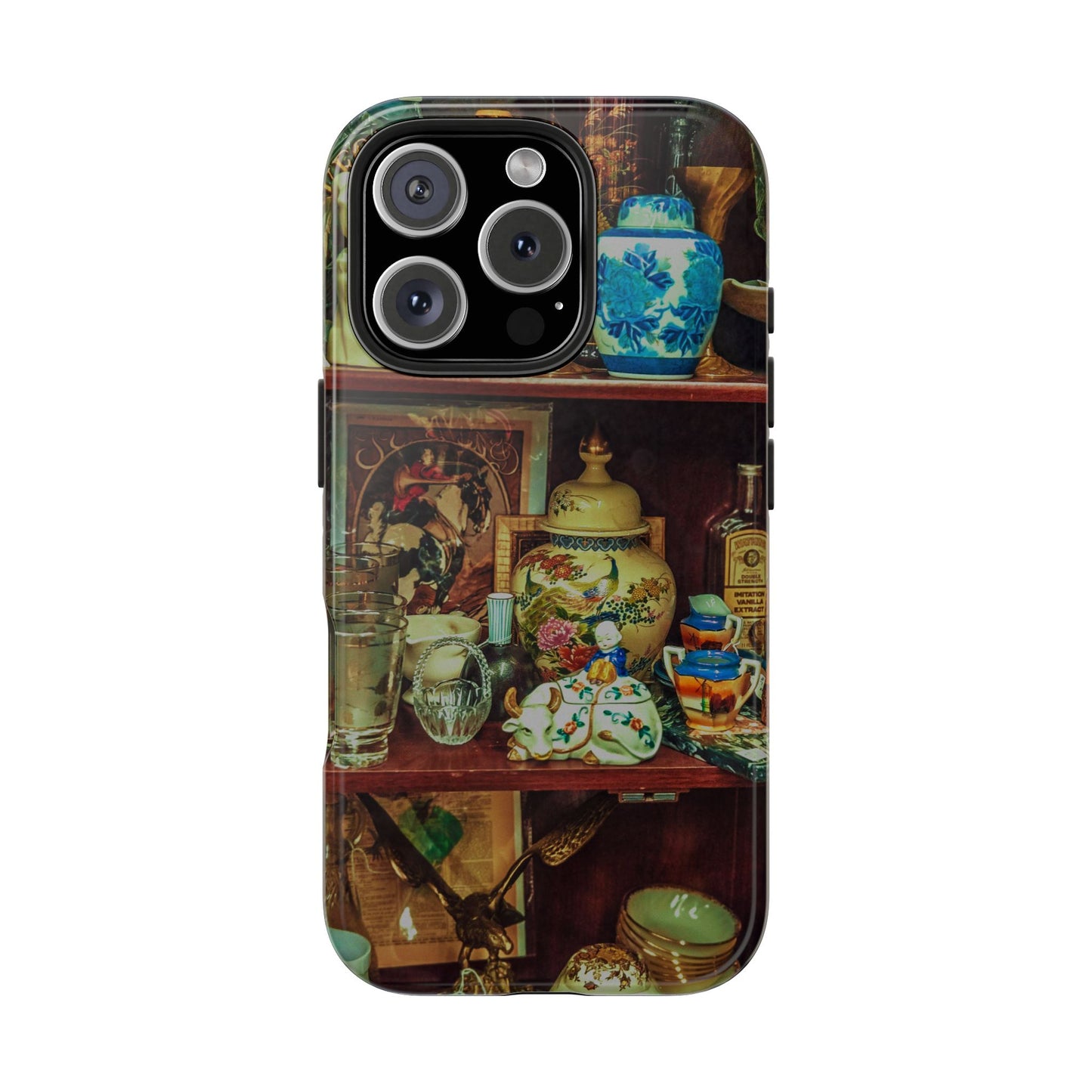 Vintage Curio Cabinet Tough Phone Case, Antique Shelf iPhone & Samsung Cover, Gift for Vintage Decor Lovers