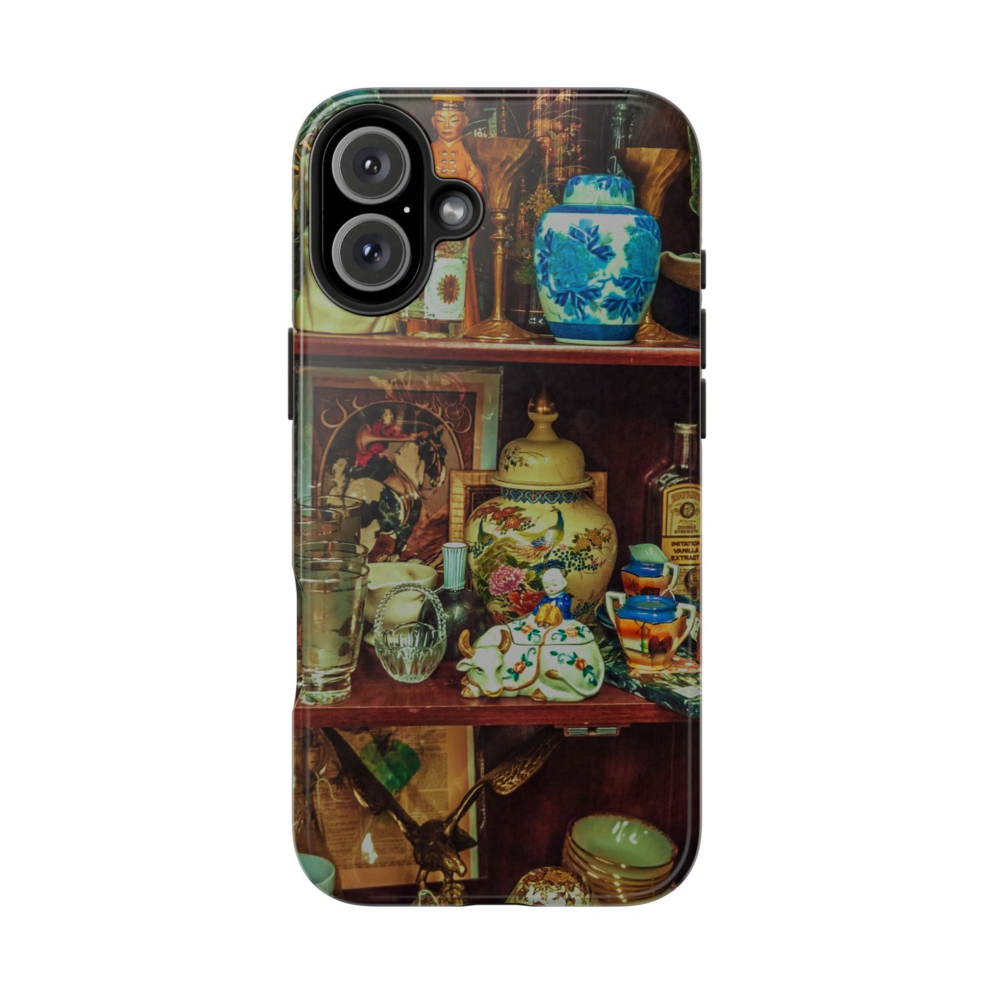Vintage Curio Cabinet Tough Phone Case, Antique Shelf iPhone & Samsung Cover, Gift for Vintage Decor Lovers
