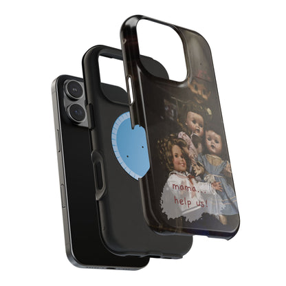 Personalized Creepy Doll MagSafe Tough Phone Case – Gothic Vintage Graphic
