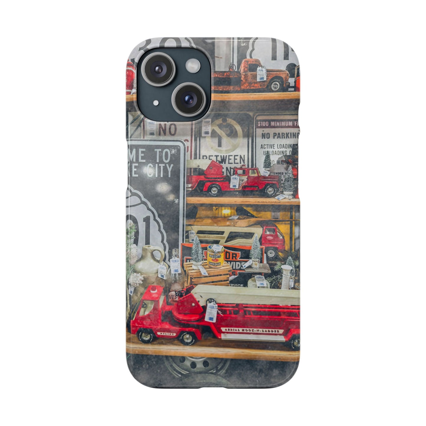 Vintage Toy Fire Truck Snap Case | Retro Truck Phone Case, Road Sign Collage