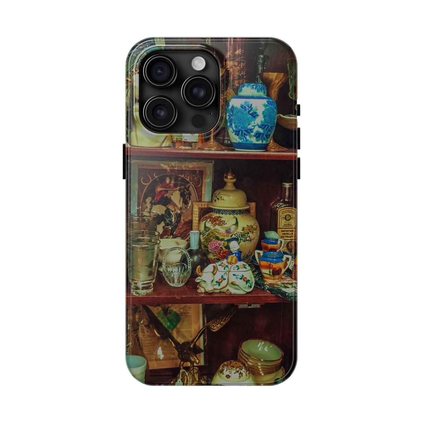Vintage Curio Cabinet Tough Phone Case, Antique Shelf iPhone & Samsung Cover, Gift for Vintage Decor Lovers