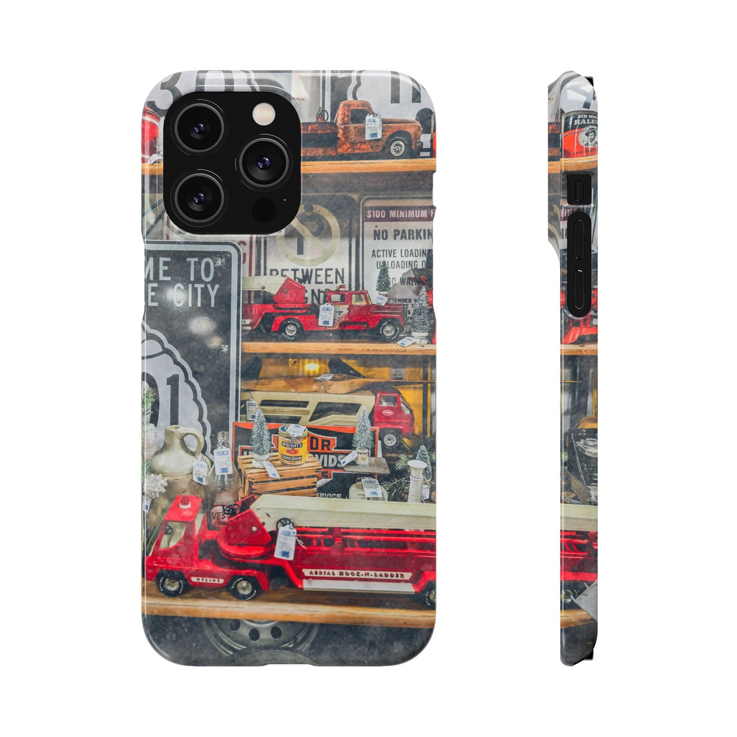 Vintage Toy Fire Truck Snap Case | Retro Truck Phone Case, Road Sign Collage