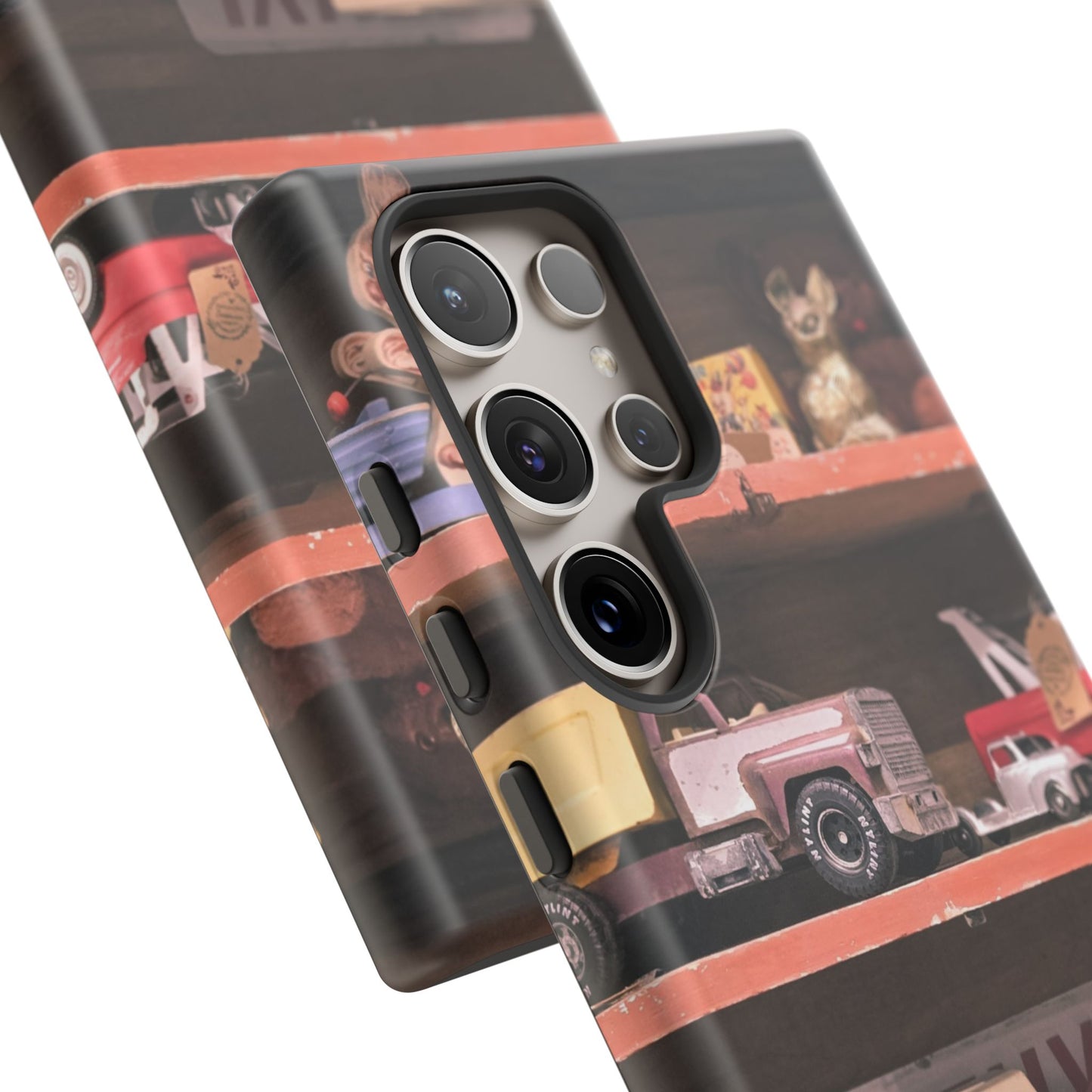 Vintage Toy Shelf Tough Phone Case, Nostalgic Collector Gift for iPhone, Samsung & Google Pixel