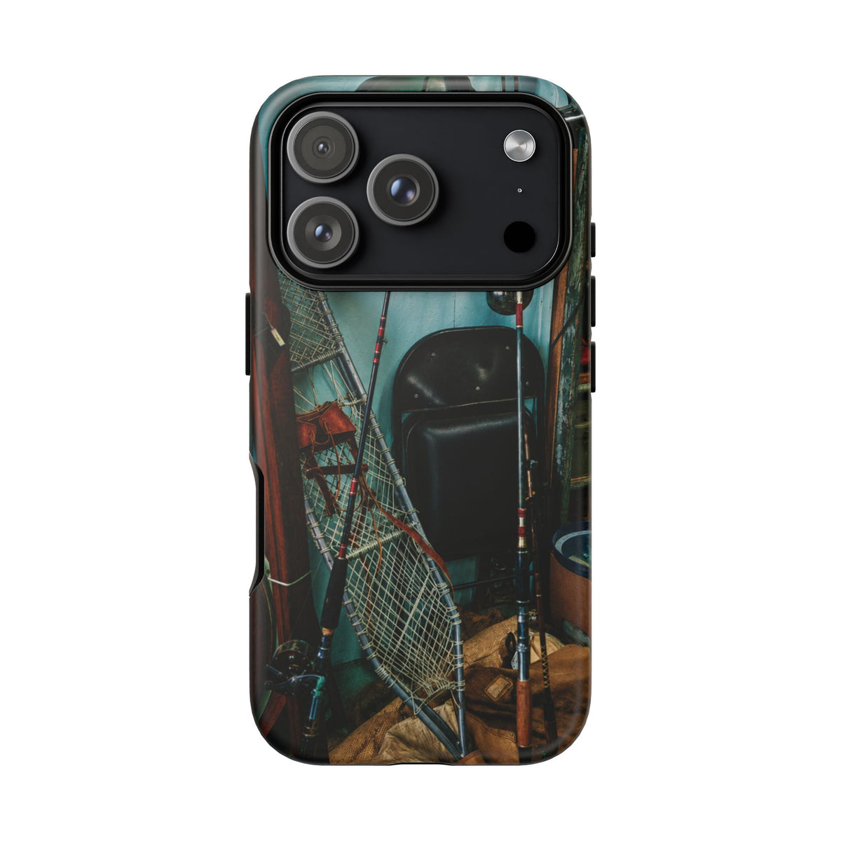 Vintage Fishing Gear Tough Phone Case – Dual-Layer Outdoorsman Cover