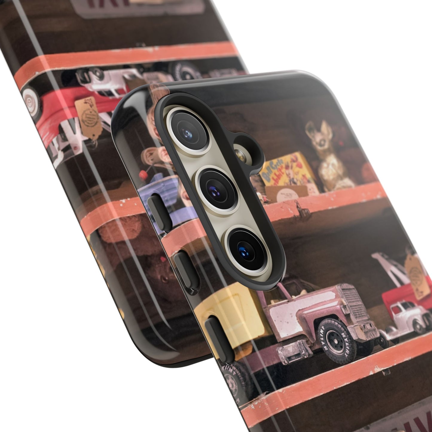 Vintage Toy Shelf Tough Phone Case, Nostalgic Collector Gift for iPhone, Samsung & Google Pixel