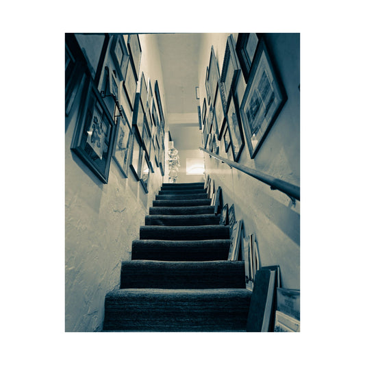 Artistic Vintage Satin Poster Print, Home Decor Wall Art, Minimalist Staircase Photography, Modern Living Room Decor, Unique Gift Idea