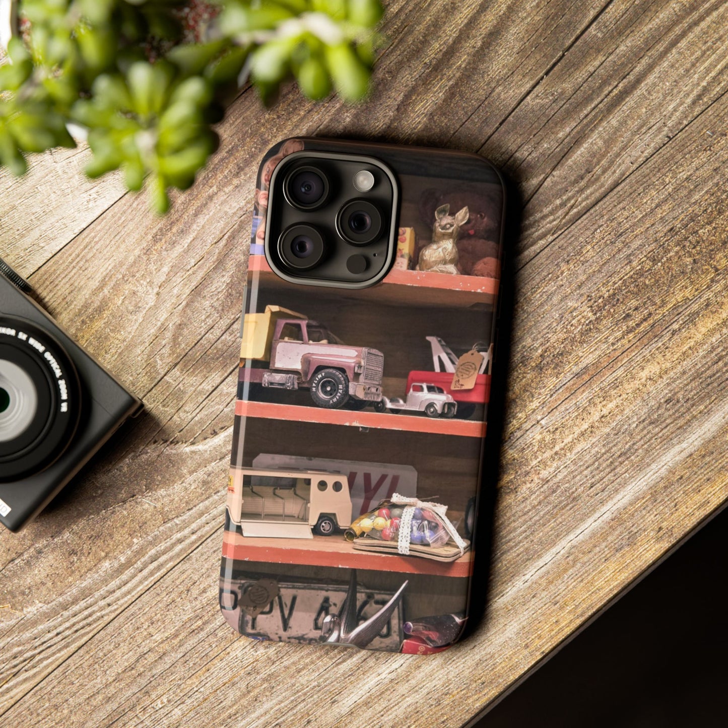 Vintage Toy Shelf Tough Phone Case, Nostalgic Collector Gift for iPhone, Samsung & Google Pixel