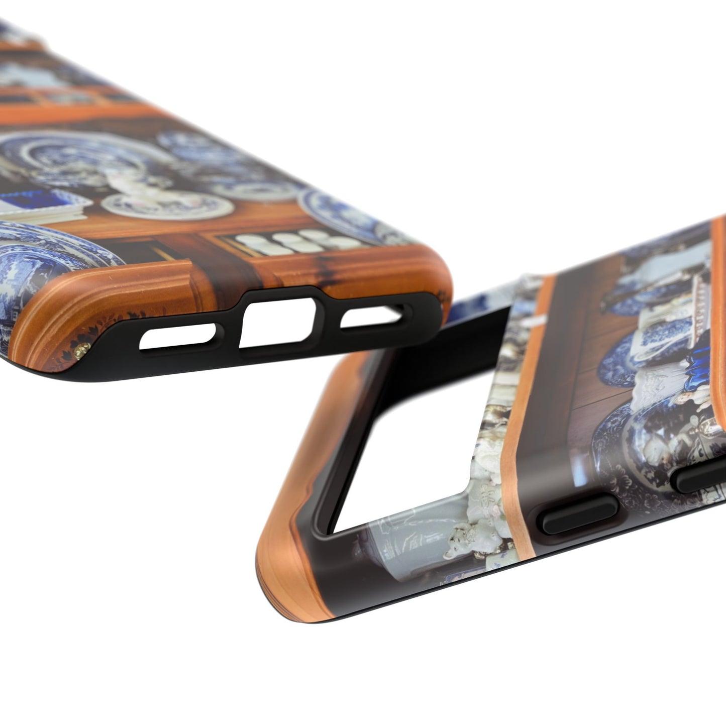 Blue & White China Tough Phone Case, Vintage Curio Shelf iPhone Samsung Google Pixel Cover