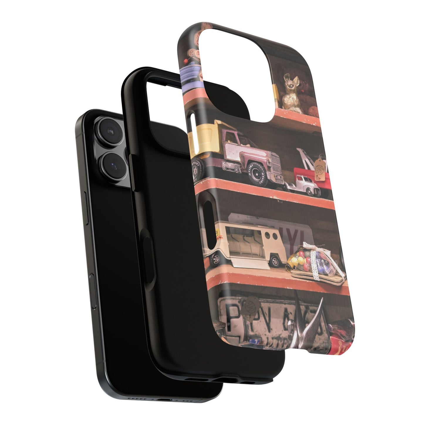 Vintage Toy Shelf Tough Phone Case, Nostalgic Collector Gift for iPhone, Samsung & Google Pixel