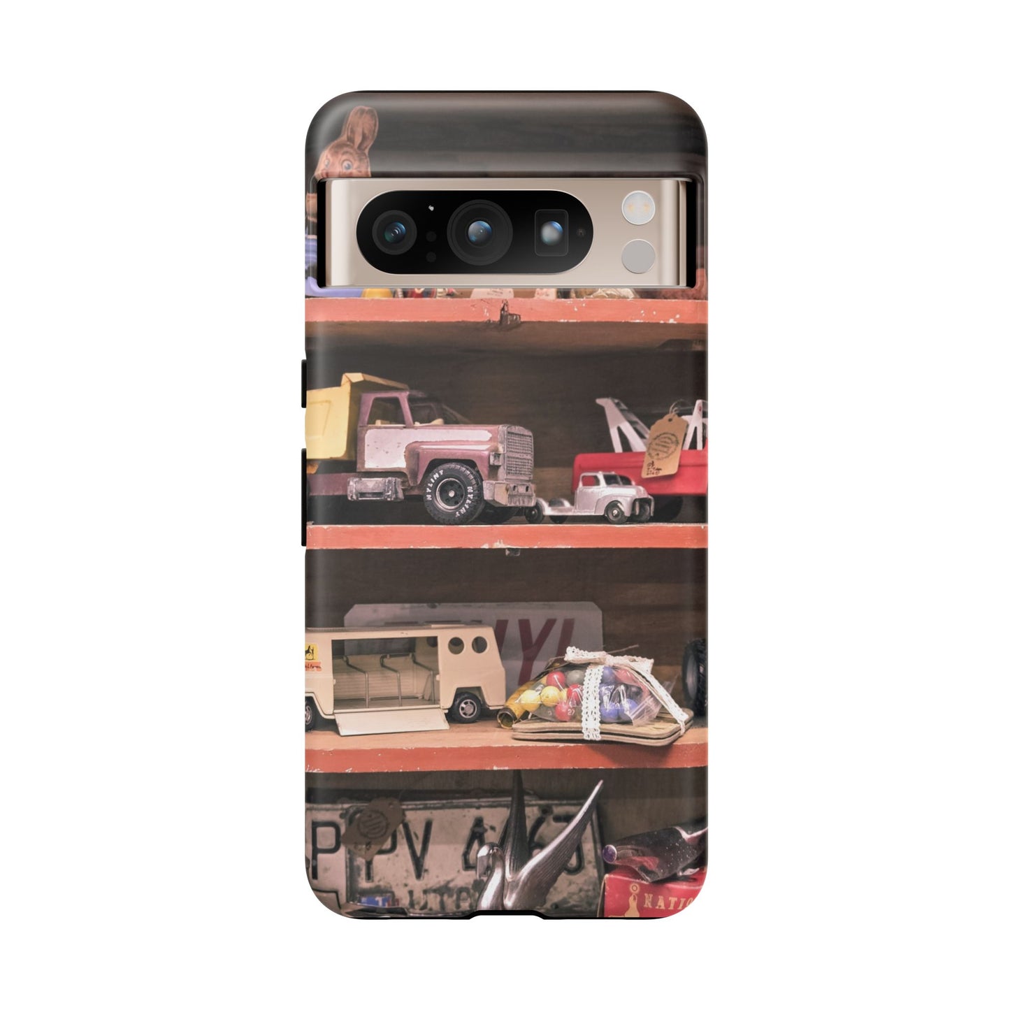 Vintage Toy Shelf Tough Phone Case, Nostalgic Collector Gift for iPhone, Samsung & Google Pixel