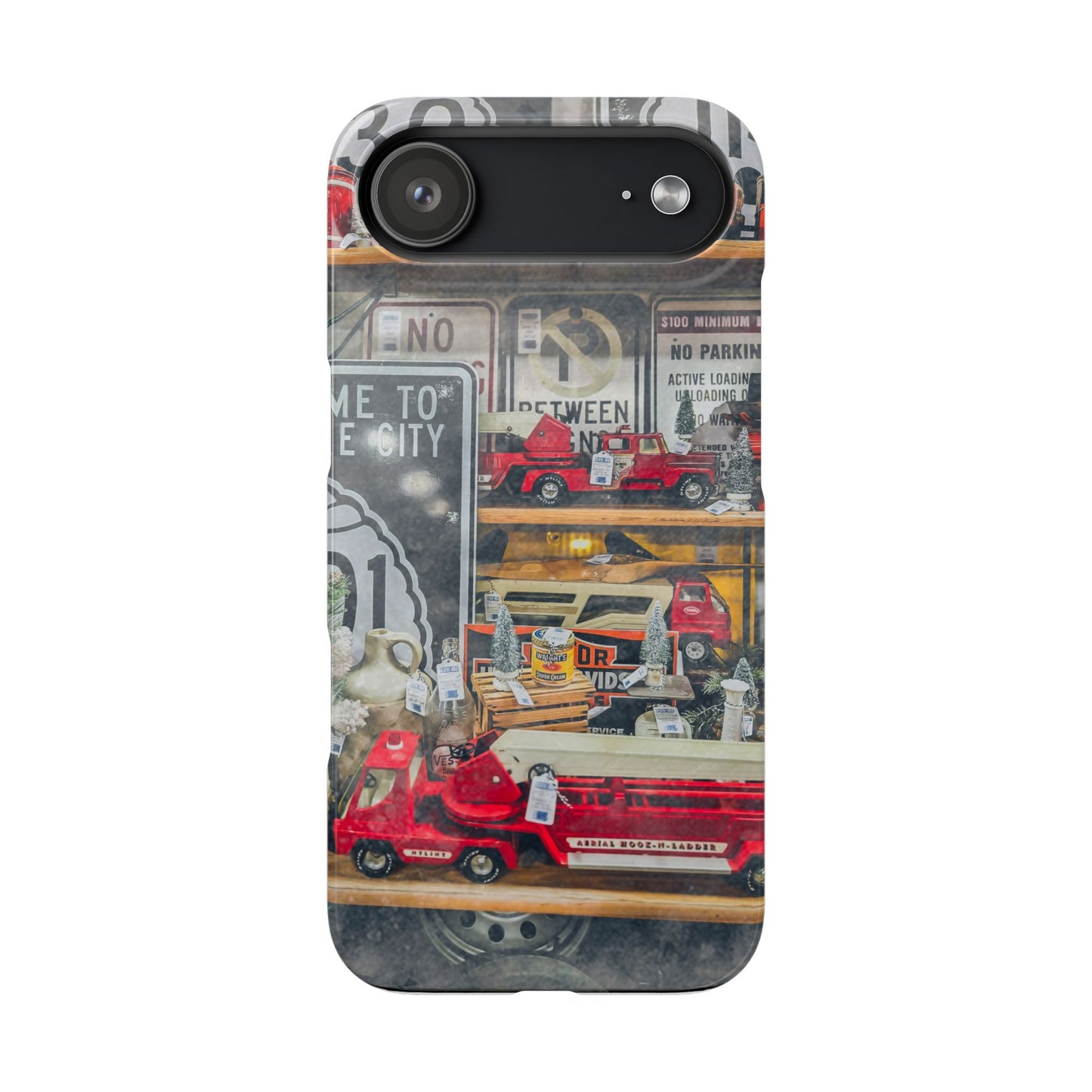 Vintage Toy Fire Truck Snap Case | Retro Truck Phone Case, Road Sign Collage