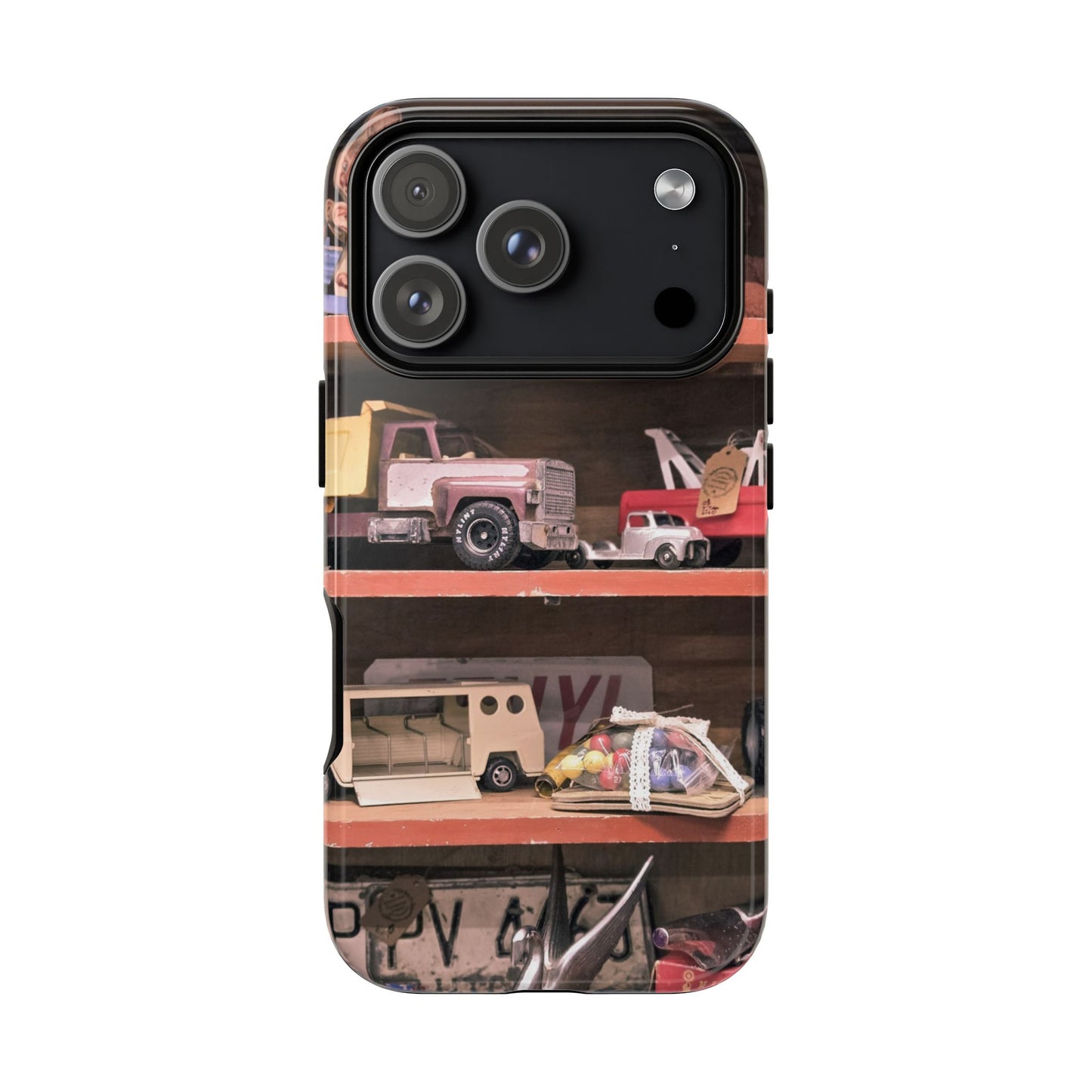 Vintage Toy Shelf Tough Phone Case, Nostalgic Collector Gift for iPhone, Samsung & Google Pixel