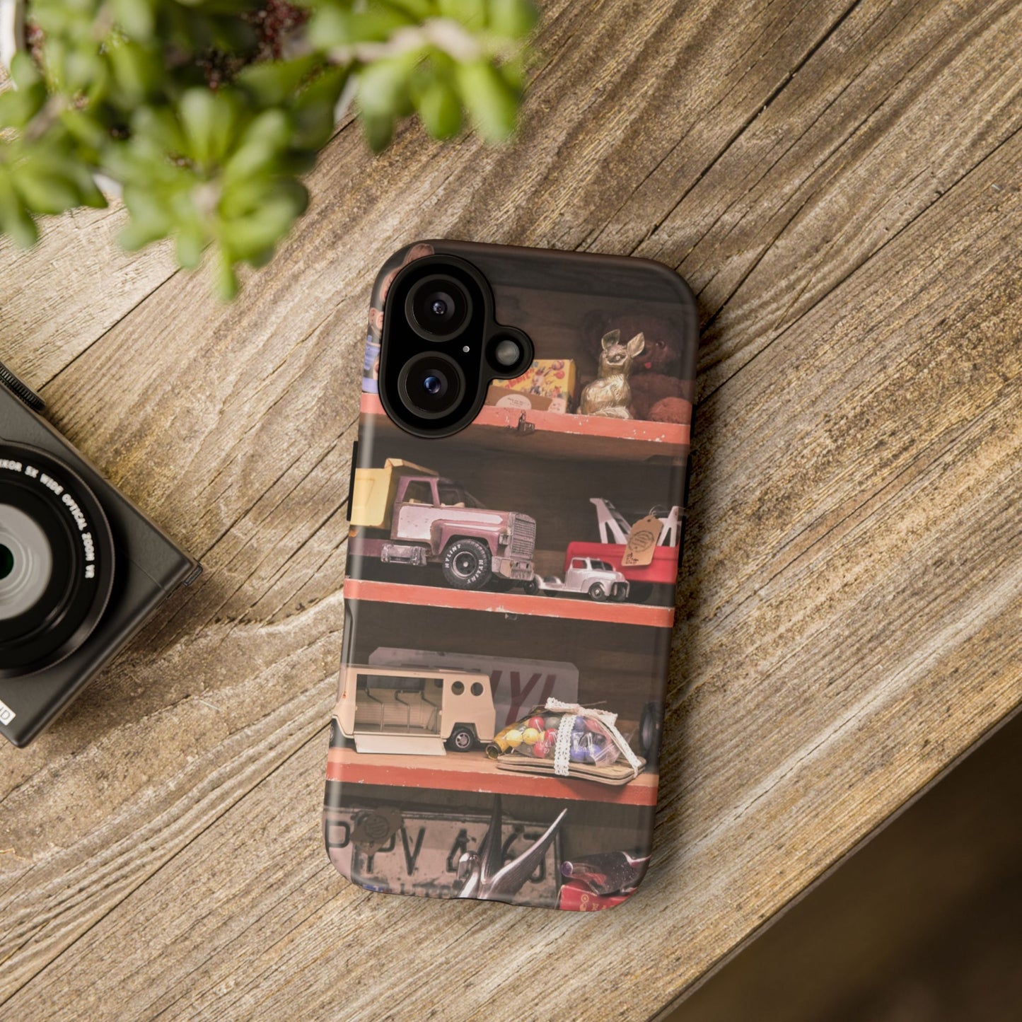 Vintage Toy Shelf Tough Phone Case, Nostalgic Collector Gift for iPhone, Samsung & Google Pixel
