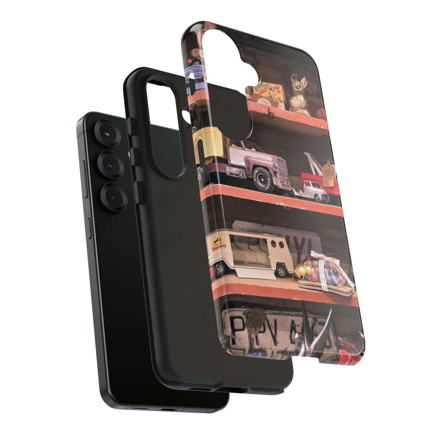 Vintage Toy Shelf Tough Phone Case, Nostalgic Collector Gift for iPhone, Samsung & Google Pixel