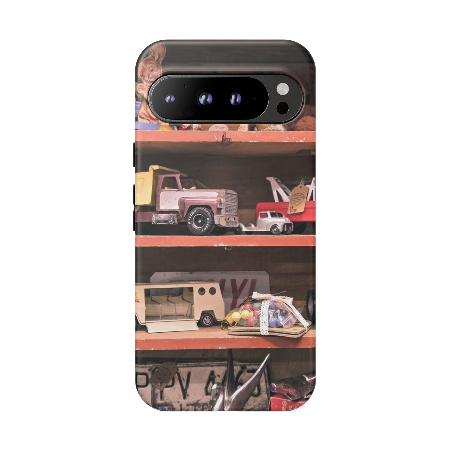 Vintage Toy Shelf Tough Phone Case, Nostalgic Collector Gift for iPhone, Samsung & Google Pixel