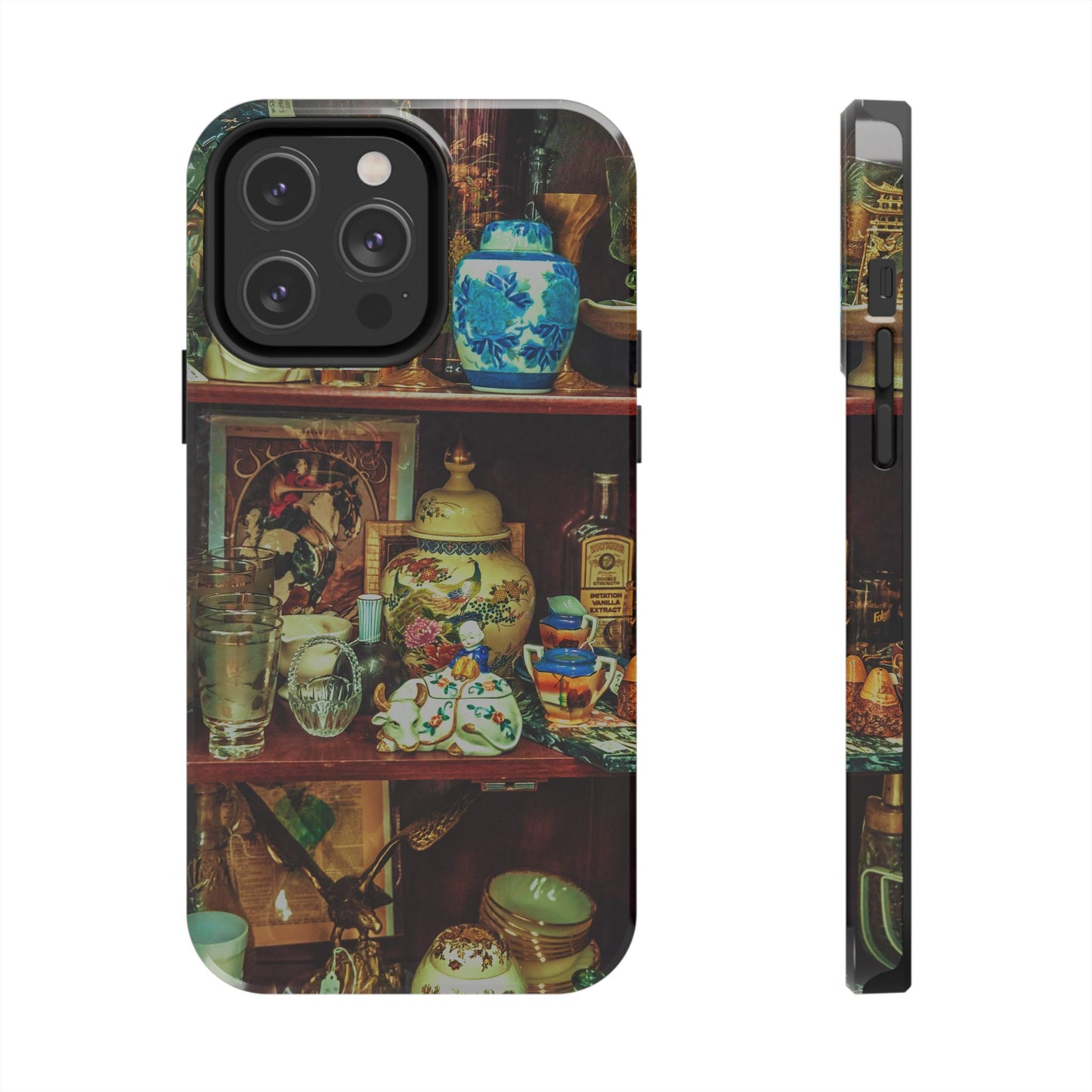 Vintage Curio Cabinet Tough Phone Case, Antique Shelf iPhone & Samsung Cover, Gift for Vintage Decor Lovers