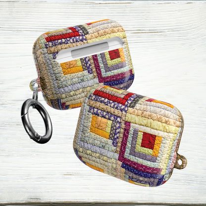 Vintage Log Cabin Quilt AirPods & AirPods Pro Case – Protective Cover