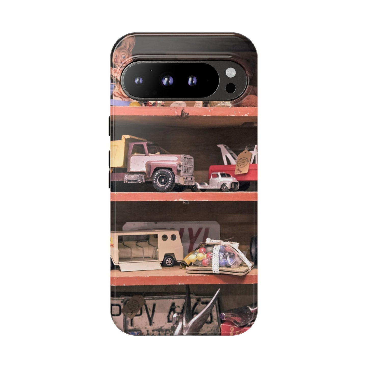 Vintage Toy Shelf Tough Phone Case, Nostalgic Collector Gift for iPhone, Samsung & Google Pixel