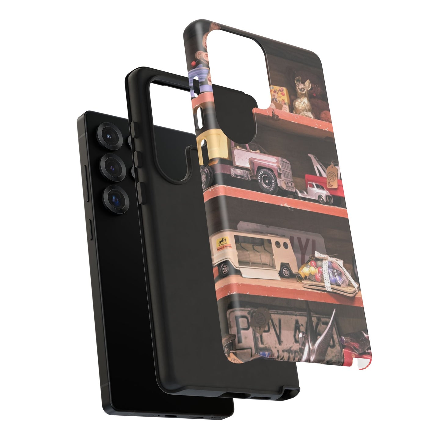 Vintage Toy Shelf Tough Phone Case, Nostalgic Collector Gift for iPhone, Samsung & Google Pixel
