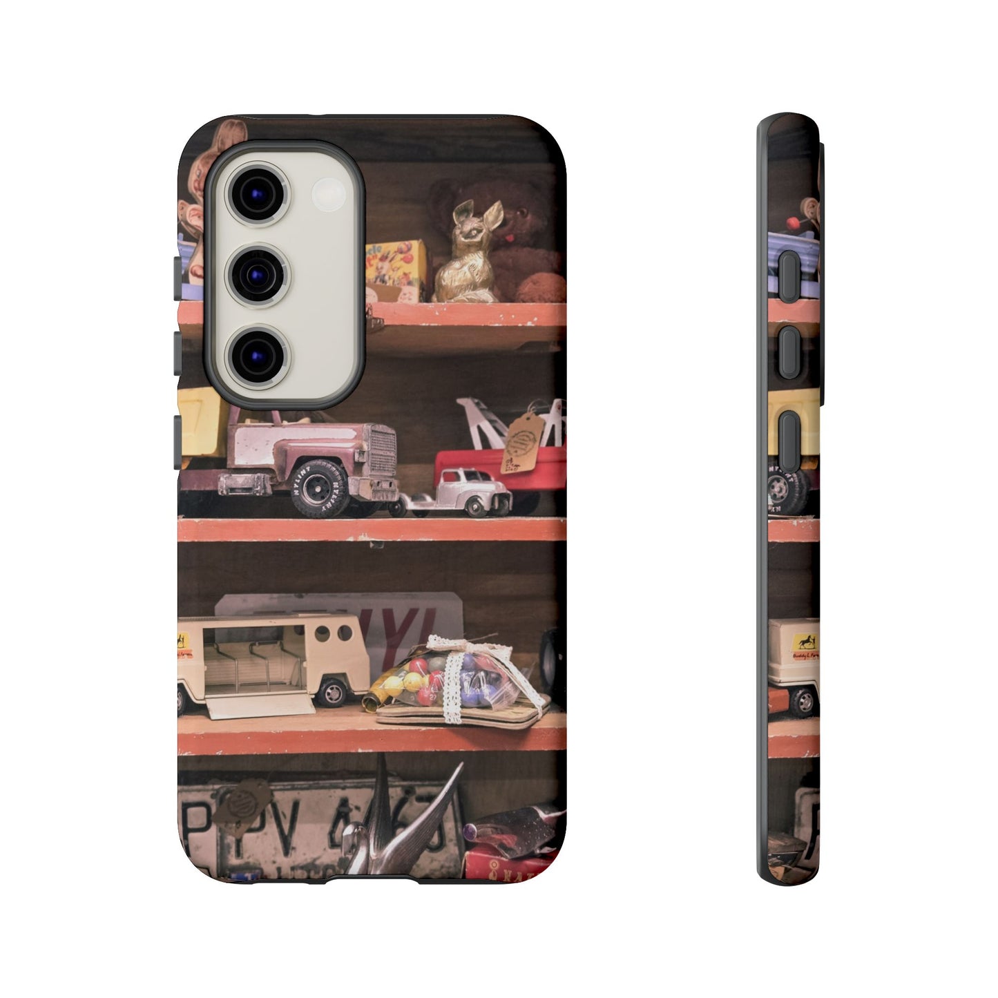 Vintage Toy Shelf Tough Phone Case, Nostalgic Collector Gift for iPhone, Samsung & Google Pixel