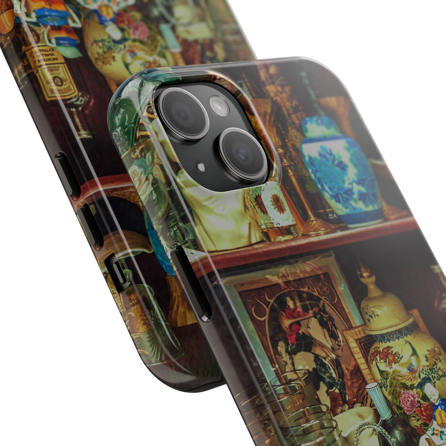 Vintage Curio Cabinet Tough Phone Case, Antique Shelf iPhone & Samsung Cover, Gift for Vintage Decor Lovers