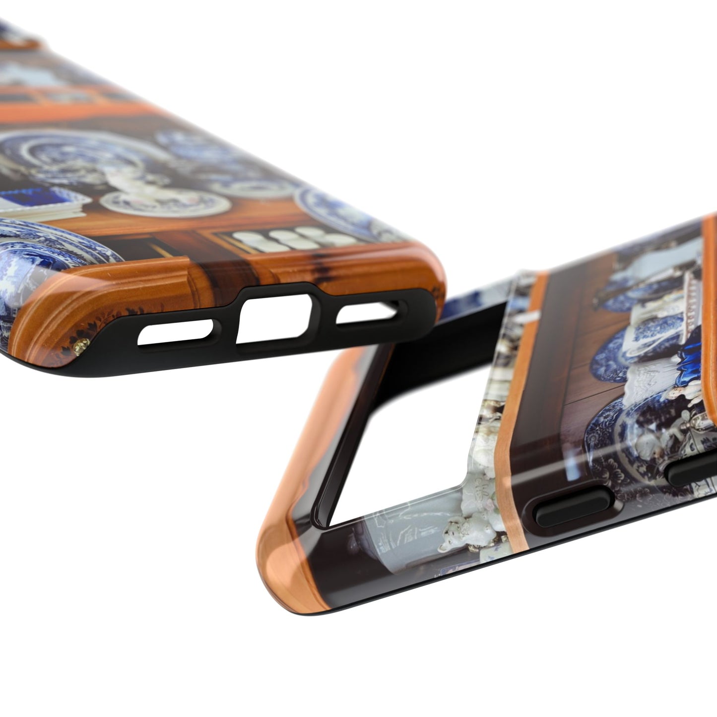Blue & White China Tough Phone Case, Vintage Curio Shelf iPhone Samsung Google Pixel Cover