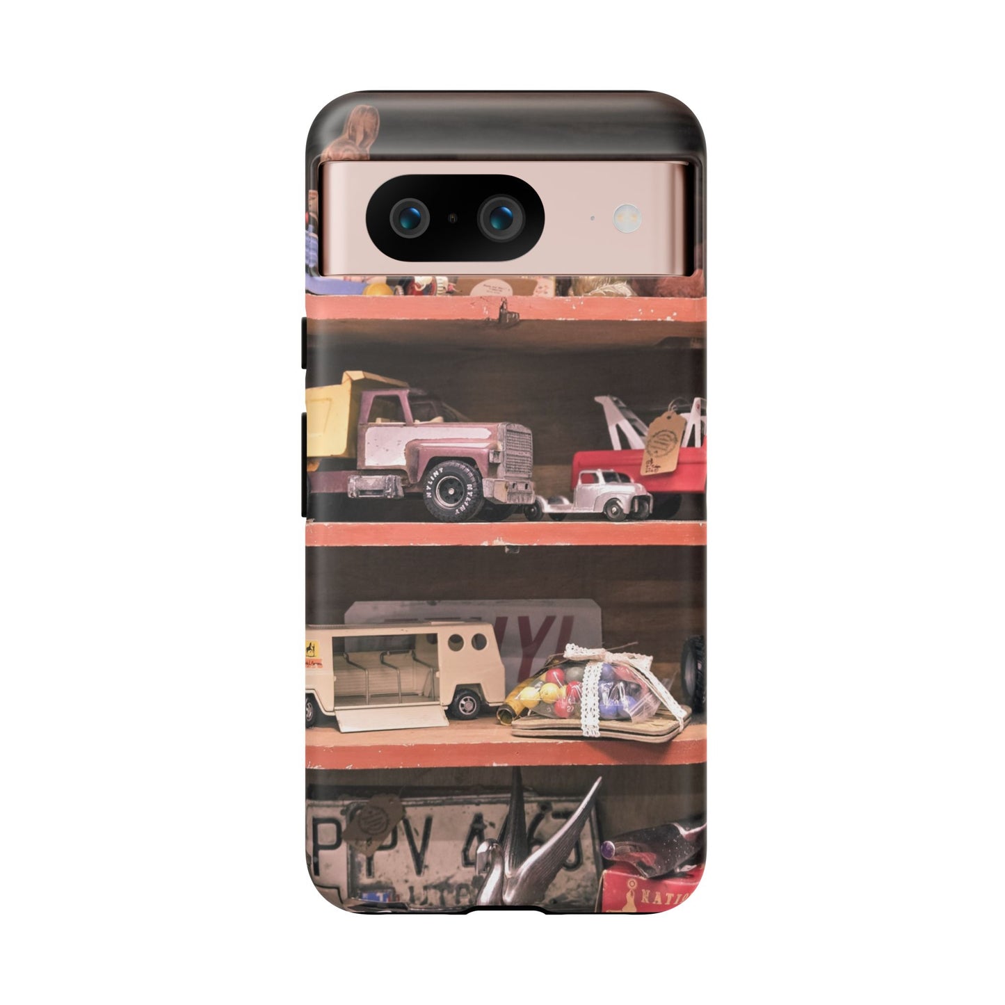 Vintage Toy Shelf Tough Phone Case, Nostalgic Collector Gift for iPhone, Samsung & Google Pixel