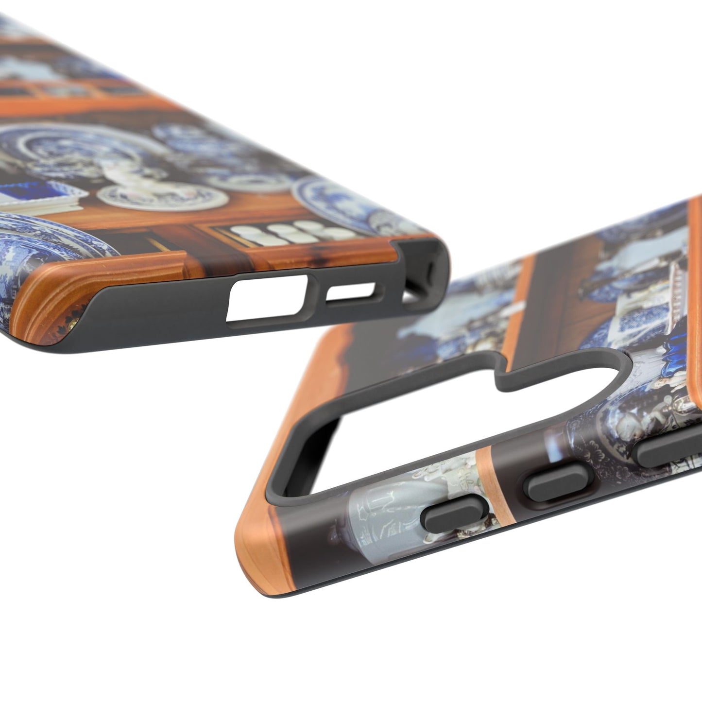 Blue & White China Tough Phone Case, Vintage Curio Shelf iPhone Samsung Google Pixel Cover