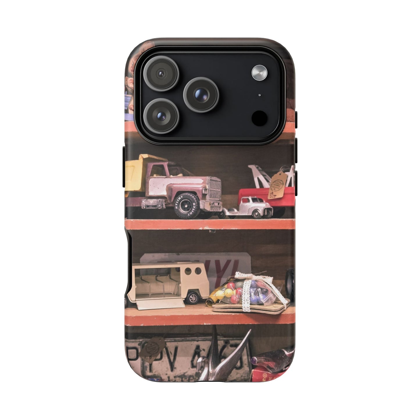 Vintage Toy Shelf Tough Phone Case, Nostalgic Collector Gift for iPhone, Samsung & Google Pixel