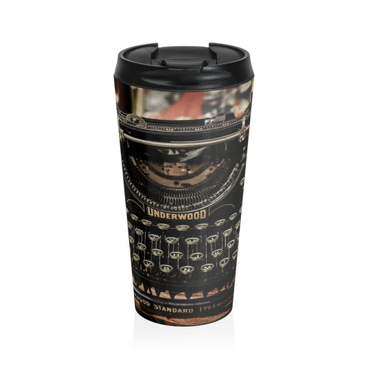 Vintage Typewriter Travel Mug--Stainless Steel Coffee Tumbler for Writers & Dreamers
