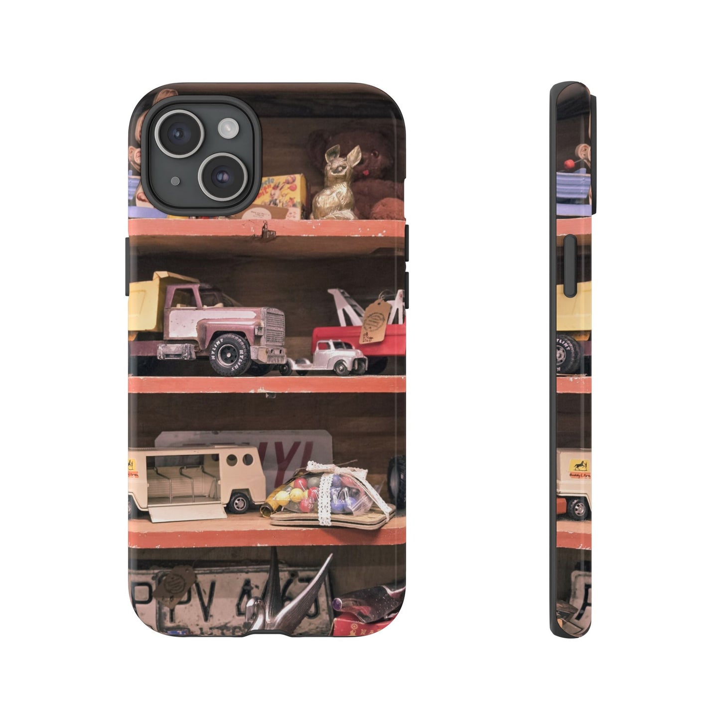 Vintage Toy Shelf Tough Phone Case, Nostalgic Collector Gift for iPhone, Samsung & Google Pixel
