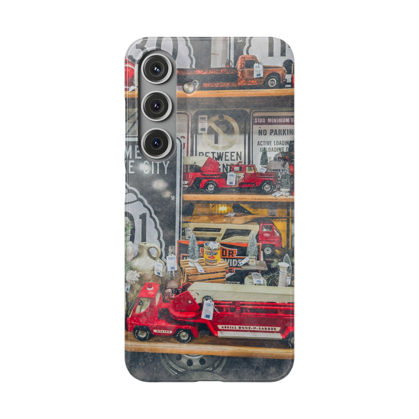 Vintage Toy Fire Truck Snap Case | Retro Truck Phone Case, Road Sign Collage