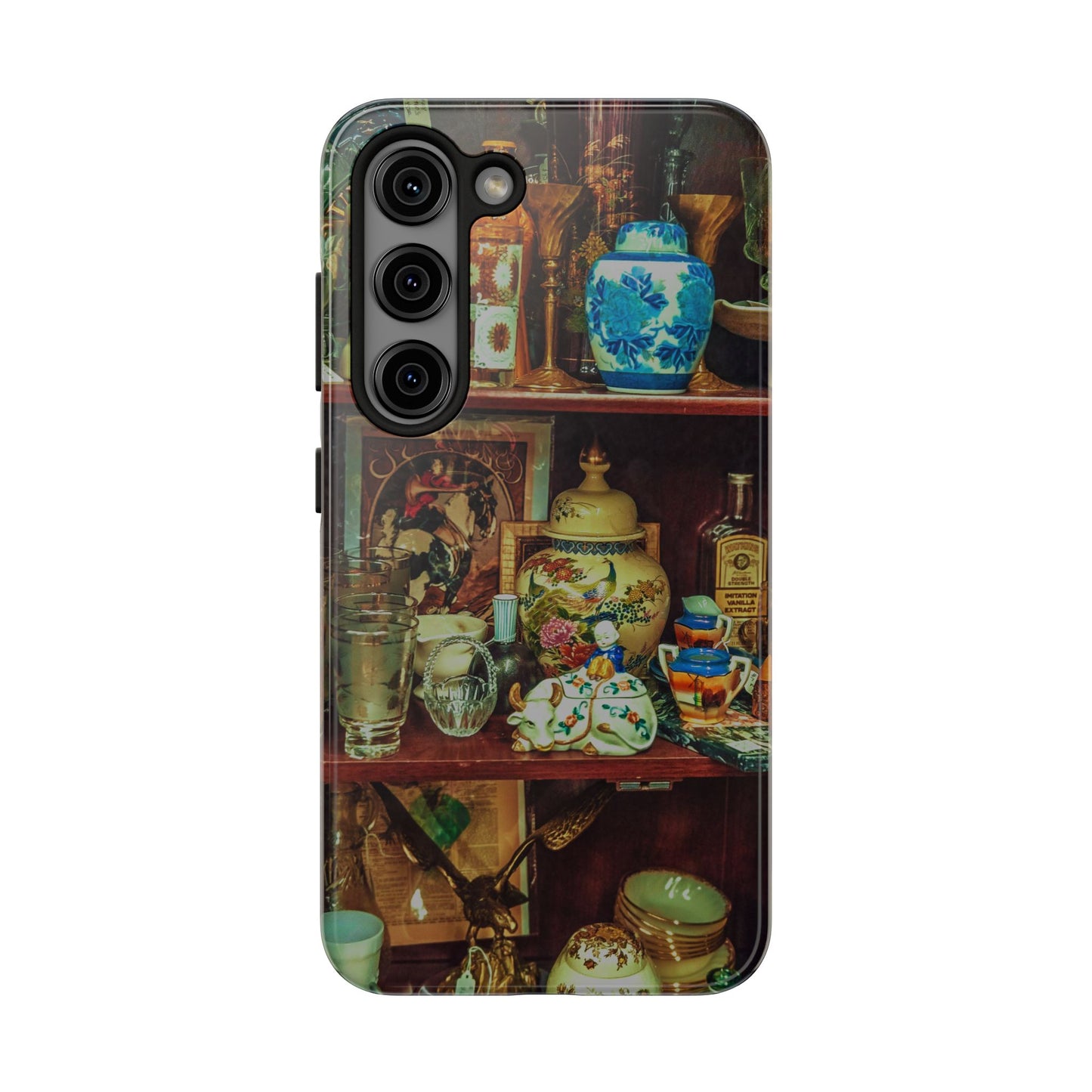 Vintage Curio Cabinet Tough Phone Case, Antique Shelf iPhone & Samsung Cover, Gift for Vintage Decor Lovers
