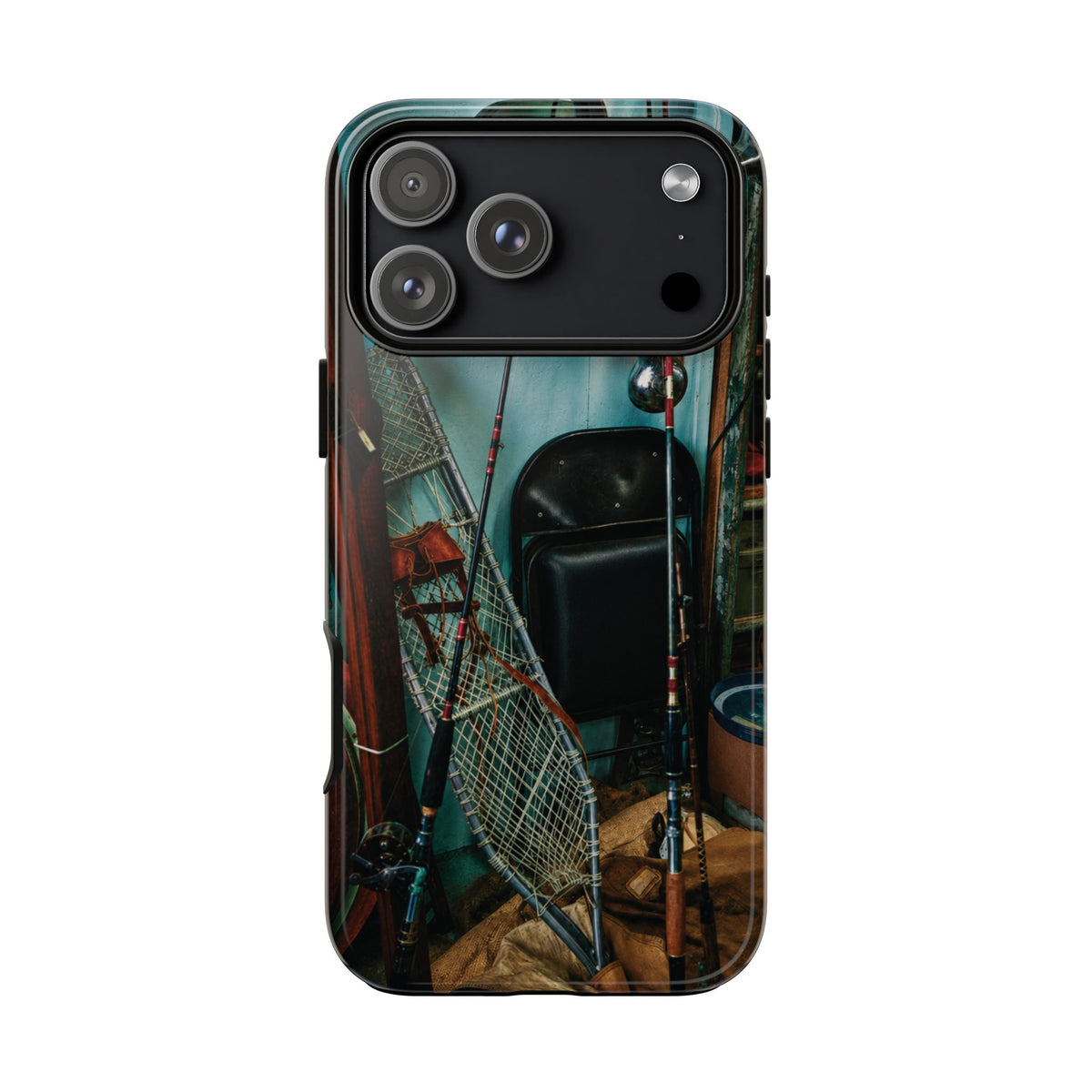 Vintage Fishing Gear Tough Phone Case – Dual-Layer Outdoorsman Cover